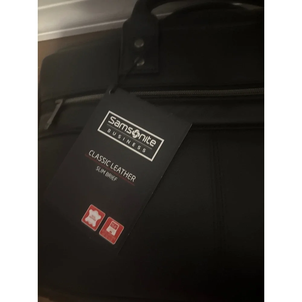 Samsonite Business Classic Leather Slim Brief Laptop Bag Black 126038-1041